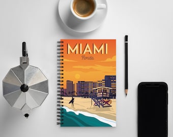 Miami Florida Travel Journal Notebook, Spiral Notebook, Travelers notebook, bullet journal, notepad, stationary, Housewarming Gift