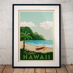 Hawaii Print, Honolulu Print, Waikiki, Surf Print, United States Print, Travel Gift, Travel Poster, USA Print, Housewarming, Birthday Gift image 6