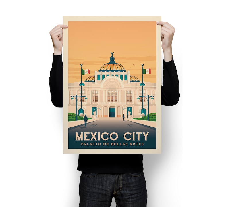 Mexico City Print, Mexico Print, America Travel gift, City Skyline Wall Art, Travel Gift, Travel Poster, Housewarming, Birthday Gift image 5