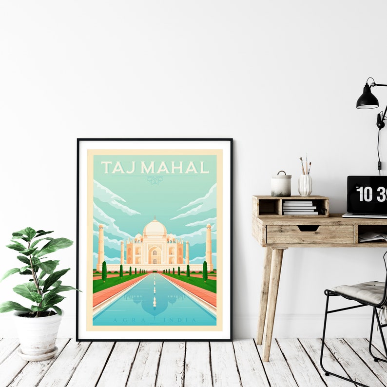 Taj Mahal Art Print, India Art Print, City Skyline, Travel Print, Travel Poster, India Decor, Housewarming Gift,Anniversary Gift image 7