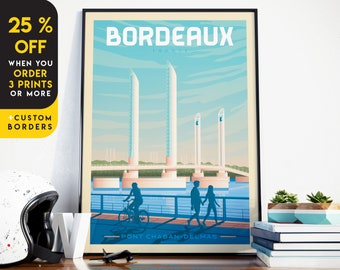 Bordeaux France Print, France Print, Château Roi René, City Skyline, Travel Gift, Wall Decor, Travel Poster, Housewarming, Birthday Gift