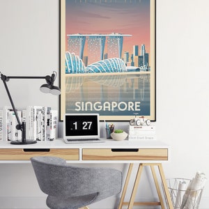 Singapore Travel Print, Travel Gift, Marina Bay Sands, Asia Wall Art, Architecture Illustration, Home Decor, Tropical, Nursery Wall Art image 3