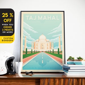 Taj Mahal Art Print, India Art Print, City Skyline, Travel Print, Travel Poster, India Decor, Housewarming Gift,Anniversary Gift image 1