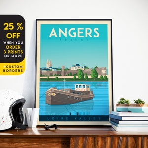 Angers France Print, France Print, Château Roi René, City Skyline, Travel Gift, Wall Decor, Travel Poster, Housewarming, Birthday Gift