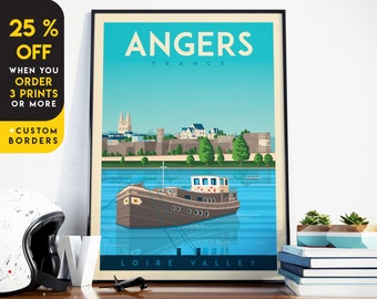 Angers France Travel Print: City Skyline & Château Roi René
