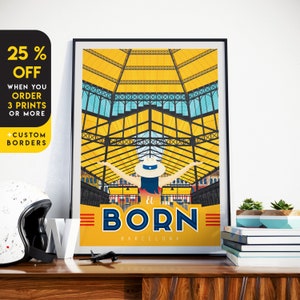 Barcelona poster, Barcelona print, Barcelona skyline, Spain Wall Art, El Born, travel poster, cityscape, travel gift, home decor, Gift