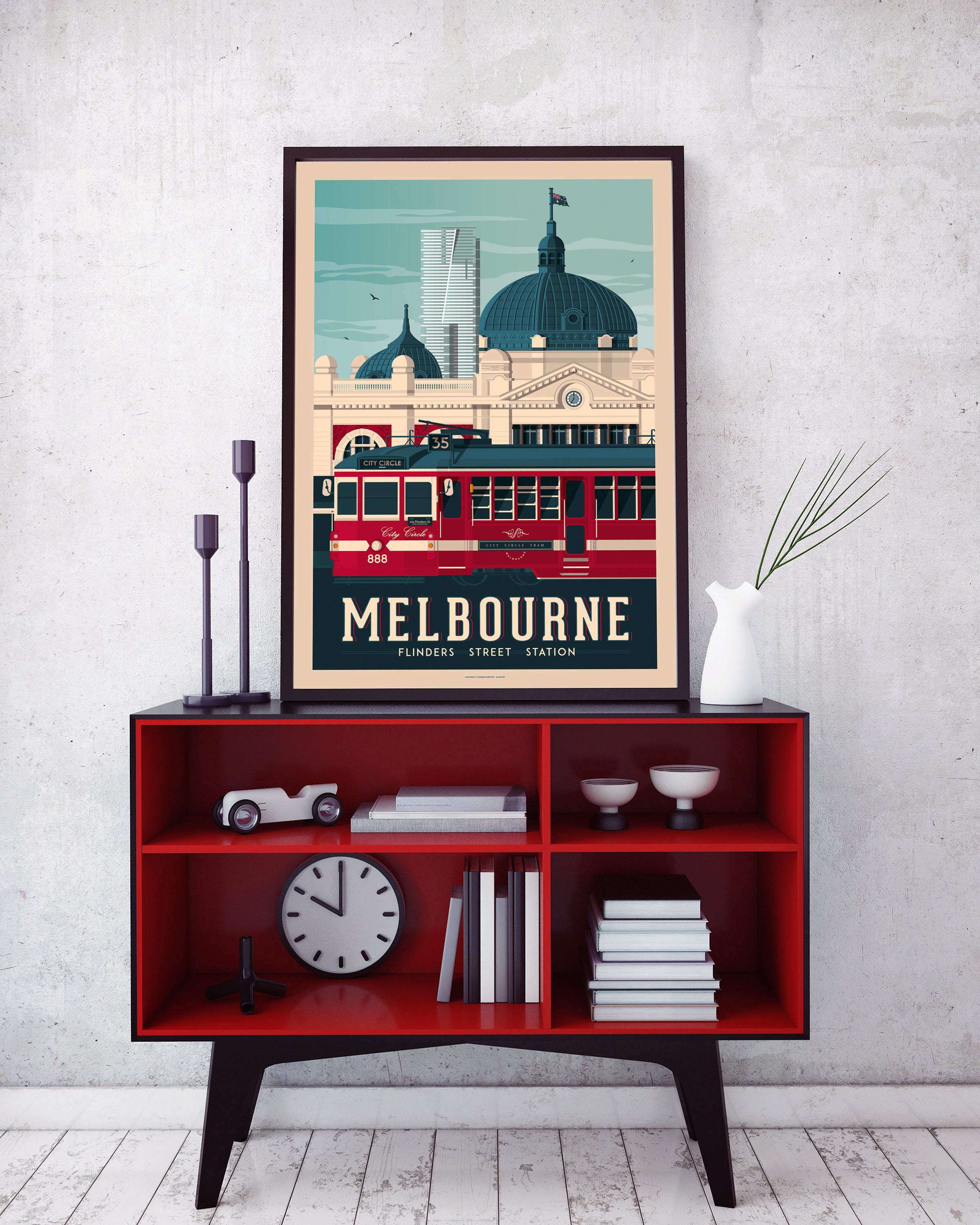 Melbourne Australia Vintage Travel Poster, Wall Art Print ...