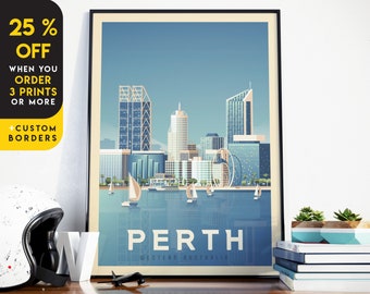 Perth Australia Print, Australia Print, Travel gift, Skyline, Australia Wall Art, Travel Gift, Travel Poster, Housewarming, Birthday Gift