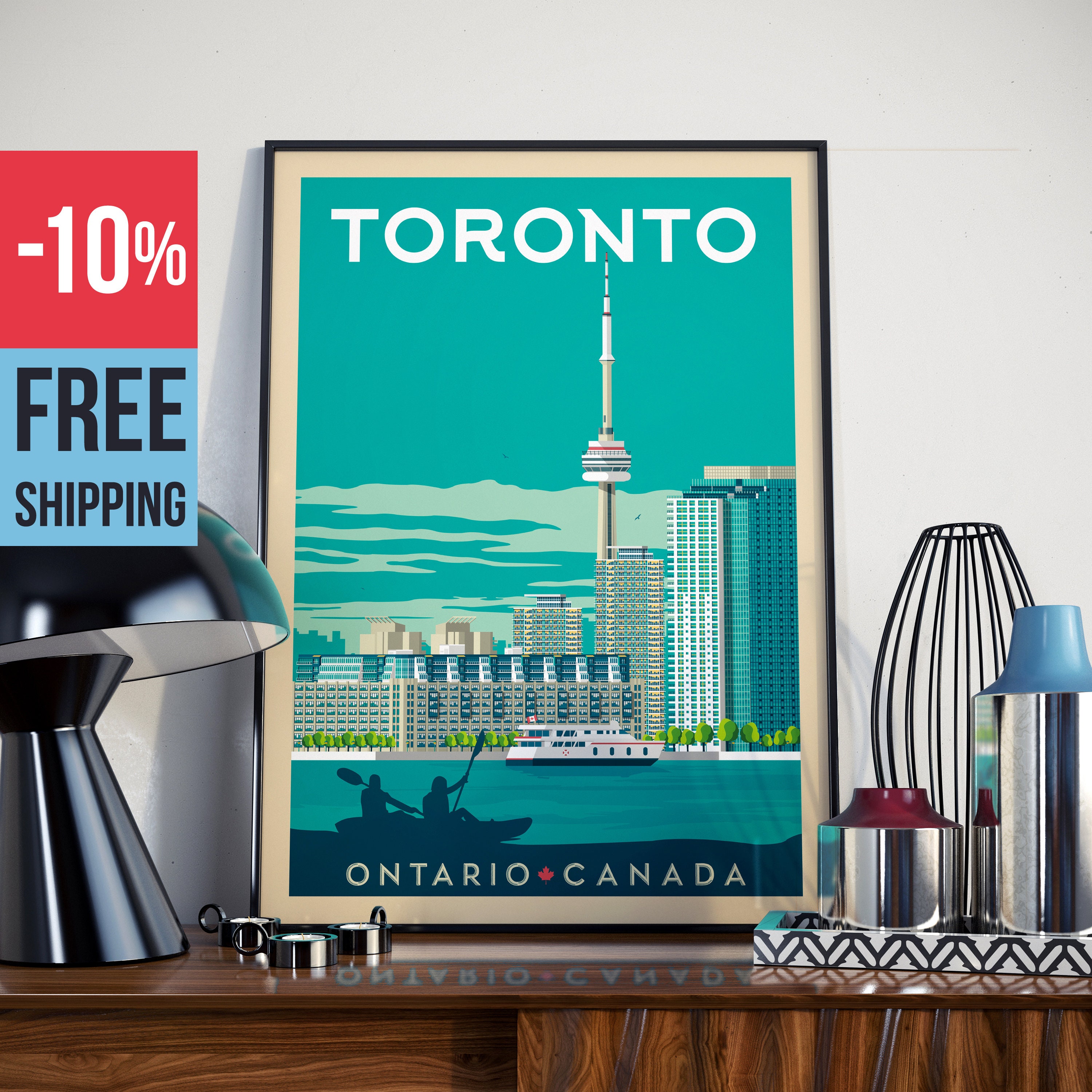 Toronto Canada - Vintage Travel Poster, vintage print, wall art ... Toronto Canada - Vintage Travel Poster, vintage print, wall art ...