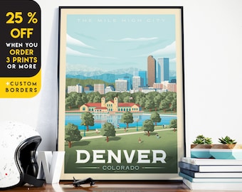 Denver Print, Colorado Print, Moutain Print, United States Print, Travel Gift, Travel Poster, USA Print, Housewarming, Birthday Gift