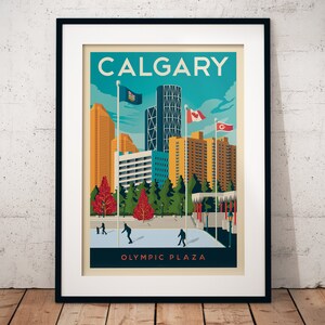 Calgary Print, Alberta Print, Olympic Plaza, City Skyline, Canada Print, Travel Gift, Travel Poster, USA Print, Housewarming, Birthday Gift image 6