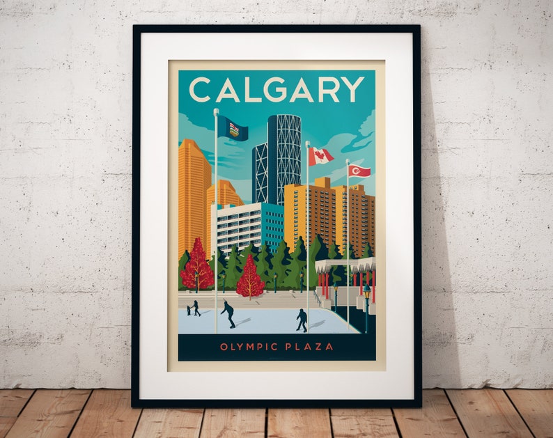 Calgary Print, Alberta Print, Olympic Plaza, City Skyline, Canada Print, Travel Gift, Travel Poster, USA Print, Housewarming, Birthday Gift image 6