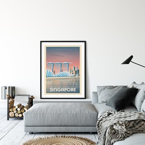 Singapore Travel Print, Travel Gift, Marina Bay Sands, Asia Wall Art, Architecture Illustration, Home Decor, Tropical, Nursery Wall Art image 8