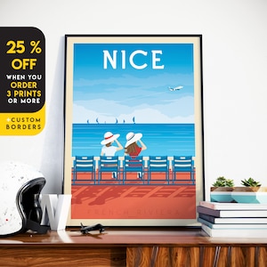 Nice France Print French Riviera Home Decor Chaise Bleue Art Print Nice France Wall Art Marseille Cannes Monaco Frejus Travel France Poster
