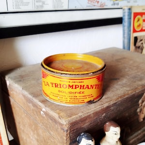 Vintage Authentic old LA TRIOMPHANTE Tin Box | Vintage Decorative box | Jewelry box | Metal storage box  | Collection gift | Birthday gift