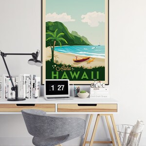 Hawaii Print, Honolulu Print, Waikiki, Surf Print, United States Print, Travel Gift, Travel Poster, USA Print, Housewarming, Birthday Gift image 3