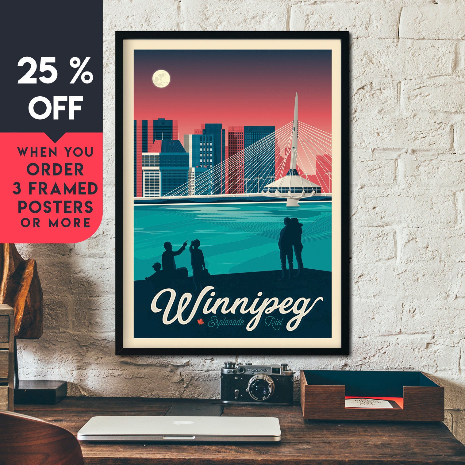 Winnipeg Canada Vintage Travel Poster Framed Wall Art Print