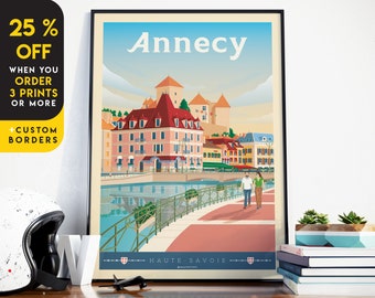 Annecy Print, France Print, Annecy Lake, City Skyline Print, Europe Travel Gift, Wall Decor, Travel Poster, Housewarming, Birthday Gift