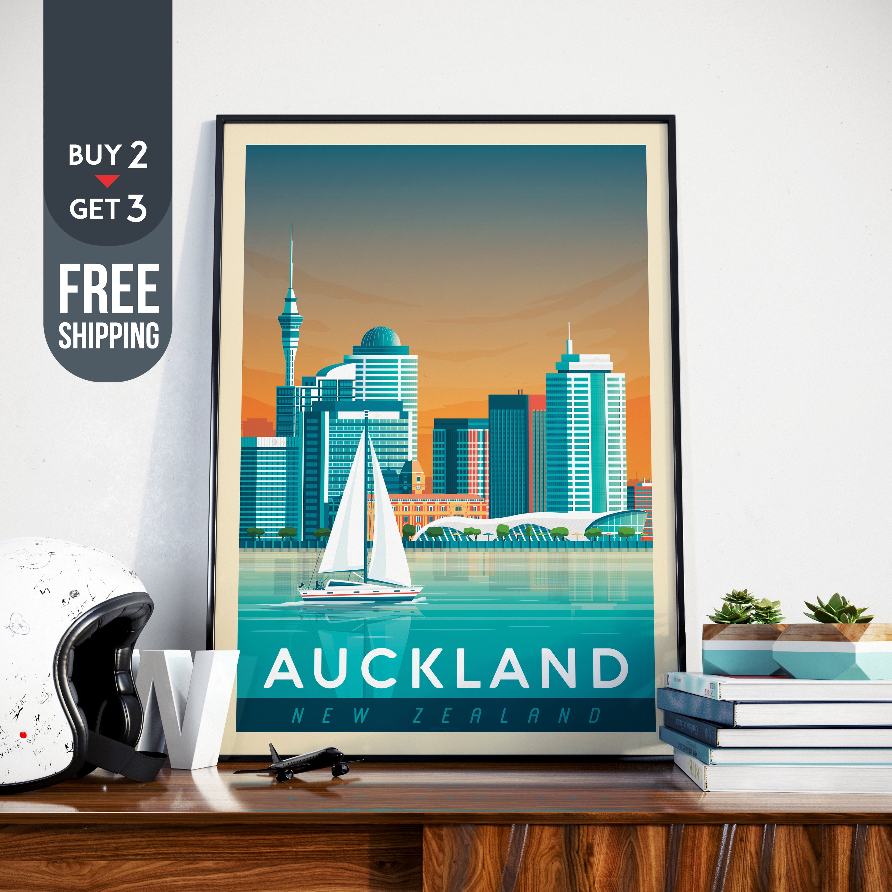 Auckland New Zealand Print Auckland Travel Poster Auckland New Zealand Print Auckland Travel Poster