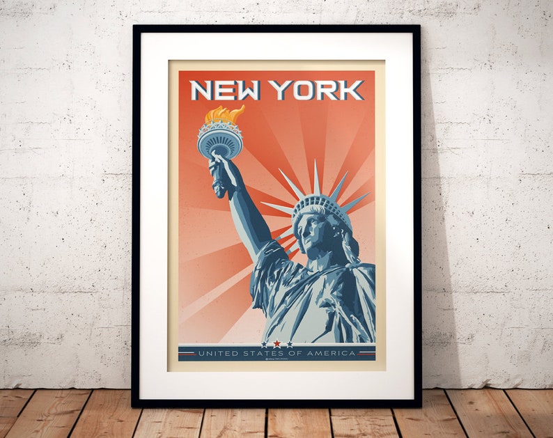New York Art Print, NYC Poster, NYC Skyline, America Art Print, New York Poster, New York Gift, New York Decor, Travel Poster, Housewarming image 6