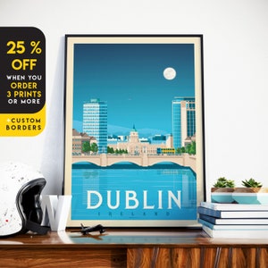 Dublin Print, Ireland Print, Ha'penny Bridge, City Skyline Print, Europe Travel Gift, Wall Decor, Travel Poster, Housewarming, Birthday Gift