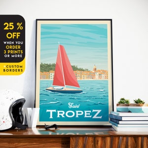 St Tropez Print, France Print, Beach Print, French Riviera Print, Europe Travel Gift, Wall Decor, Travel Poster, Housewarming, Birthday Gift