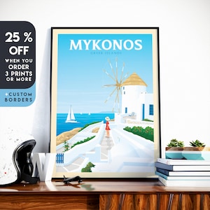 Mykonos Art Print, Greece, Mykonos Wall Art, Travel Print, Travel Poster, Europe Print, Wall Decor, Housewarming Gift, Anniversary Gift