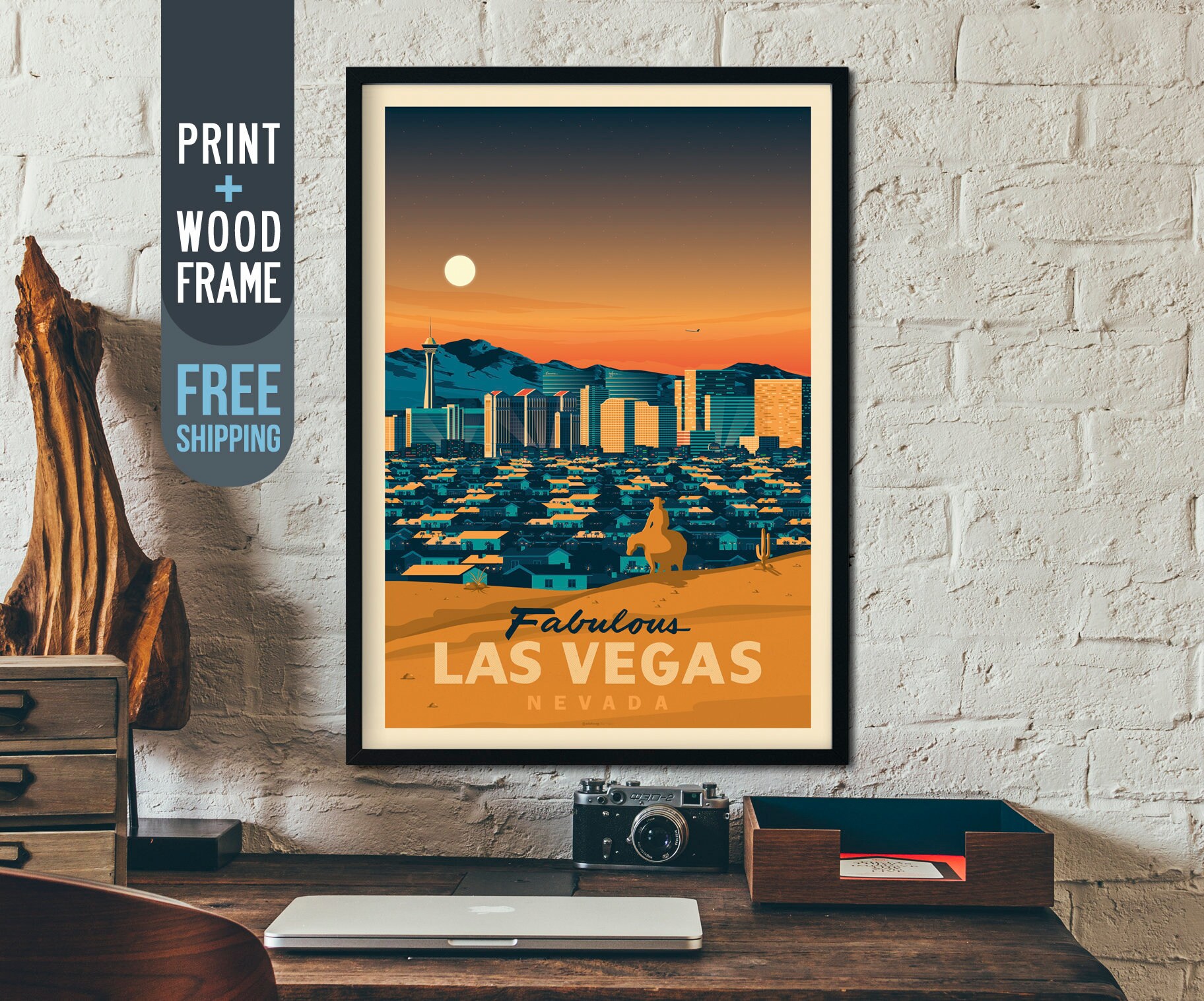 Las Vegas Nevada Poster Vintage Travel Framed Las Vegas Nevada Poster Vintage Travel Framed Wall Art Home Decoration Gift Idea Retro Print