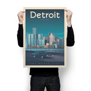 Detroit Print, Michigan Print, City Skyline, United States Print, Travel Gift, Travel Poster, USA Print, Housewarming, Birthday Gift image 5