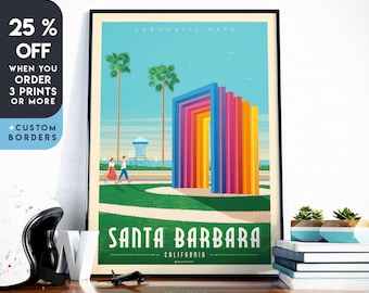 Santa Barbara Print, California Print, Palm Tree, United States Print, Travel Gift, Travel Poster, USA Print, Housewarming, Birthday Gift