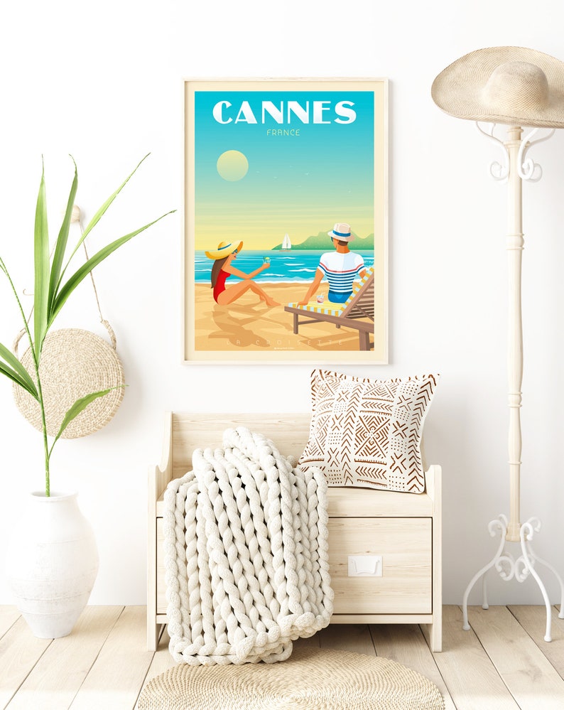 Cannes Print, France Print, Beach Print, French Riviera Print, Europe Travel Gift, Wall Decor, Travel Poster, Housewarming, Birthday Gift image 5