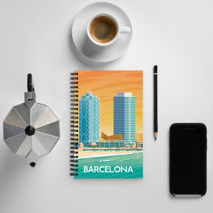 Barcelona Spain Travel Journal Notebook, Spiral Notebook, Travelers notebook, bullet journal, notepad, stationary, Housewarming Gift