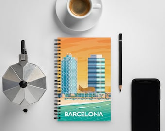 Barcelona Spain Travel Journal Notebook, Spiral Notebook, Travelers notebook, bullet journal, notepad, stationary, Housewarming Gift