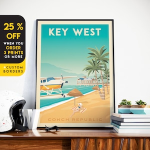 Key West Print, Florida Keys Print, Key Largo, United States Print, Travel Gift, Travel Poster, USA Print, Housewarming, Birthday Gift