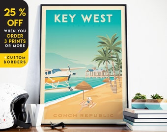 Key West Print, Florida Keys Print, Key Largo, United States Print, Travel Gift, Travel Poster, USA Print, Housewarming, Birthday Gift