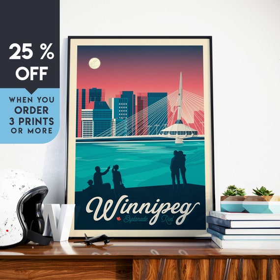 Winnipeg Canada Vintage Travel Poster Wall Art Print Etsy