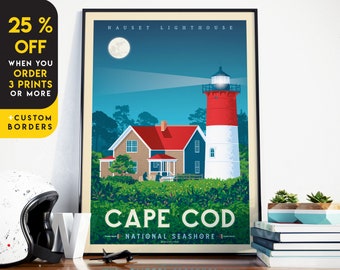 Cape Cod Print, Massachusetts Print, Coastal Print, United States Print, Travel Gift, Travel Poster, USA Print, Housewarming, Birthday Gift