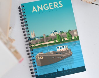 Angers France Travel Journal Notebook, Spiral Notebook, Travelers notebook, bullet journal, Notepad, stationary, Housewarming Gift
