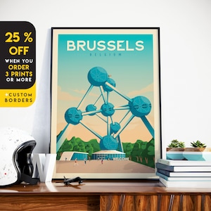 Brussels Print, Belgium Print, Atomium, City Skyline Print, Europe Travel Gift, Wall Decor, Travel Poster, Housewarming, Birthday Gift