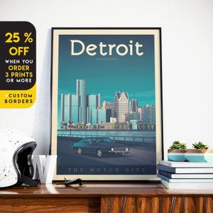 Detroit Print, Michigan Print, City Skyline, United States Print, Travel Gift, Travel Poster, USA Print, Housewarming, Birthday Gift