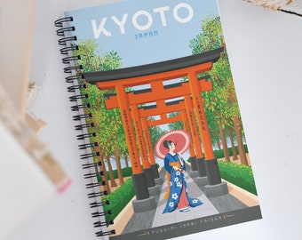 Kyoto Japan Asia Travel Journal Notebook, Spiral Notebook, Travelers notebook, bullet journal, notepad, stationary, Housewarming Gift