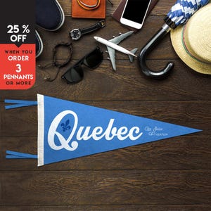 Quebec City Canada Felt Pennant Flag | Travel Felt Pennant | Canada Banner | Vintage Retro Style | Wall hanging banner  Decor | Travel Gift