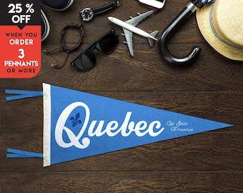 Quebec Canada Vintage Felt Pennant Flag | Adventure sign | Explorer Wall Art | Canada Print | Hiking Camp Banner | Outdoor Gift | Travel Art