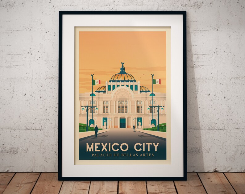 Mexico City Print, Mexico Print, America Travel gift, City Skyline Wall Art, Travel Gift, Travel Poster, Housewarming, Birthday Gift image 6