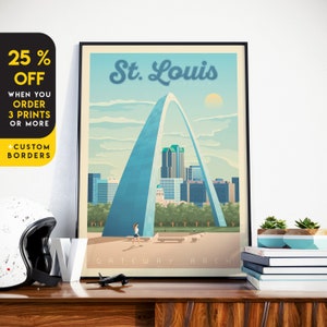 St Louis Print, Missouri Print, Gateway Arch, United States Print, Travel Gift, Travel Poster, USA Print, Housewarming, Birthday Gift image 1