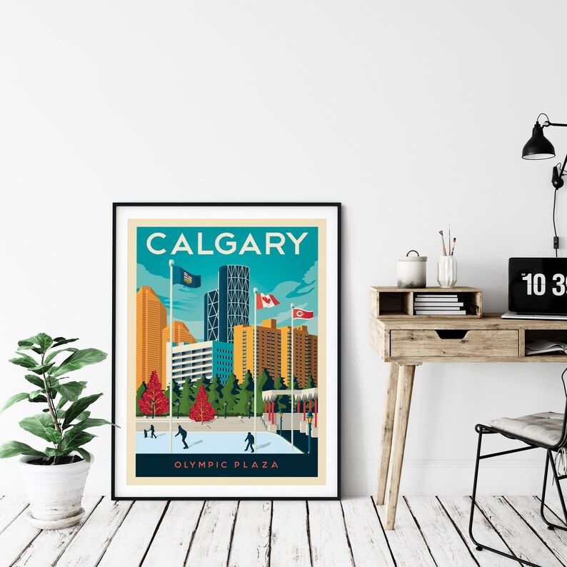 Calgary Print, Alberta Print, Olympic Plaza, City Skyline, Canada Print, Travel Gift, Travel Poster, USA Print, Housewarming, Birthday Gift image 7