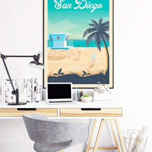 San Diego Print, Califorina Print, Surf Print, United States Print, Travel Gift, Travel Poster, USA Print, Housewarming, Birthday Gift image 3