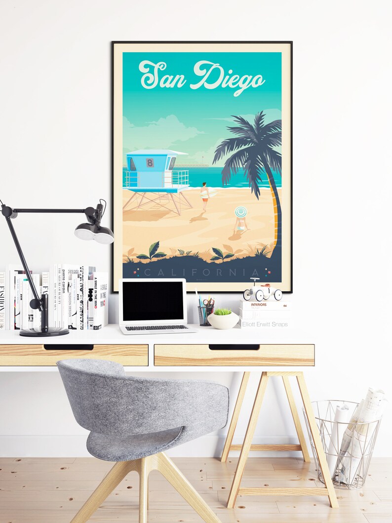 San Diego Print, Califorina Print, Surf Print, United States Print, Travel Gift, Travel Poster, USA Print, Housewarming, Birthday Gift image 3