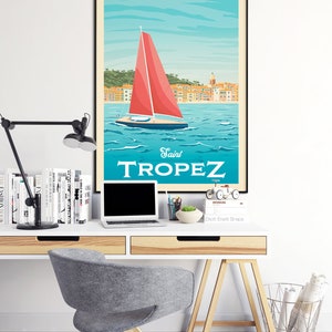 St Tropez Print, France Print, Beach Print, French Riviera Print, Europe Travel Gift, Wall Decor, Travel Poster, Housewarming, Birthday Gift image 3