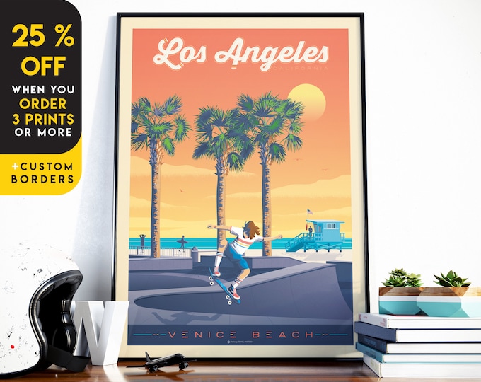 Los Angeles Print, California Print, Venice Beach, United States Print, Travel Gift, Travel Poster, USA Print, Housewarming, Birthday Gift